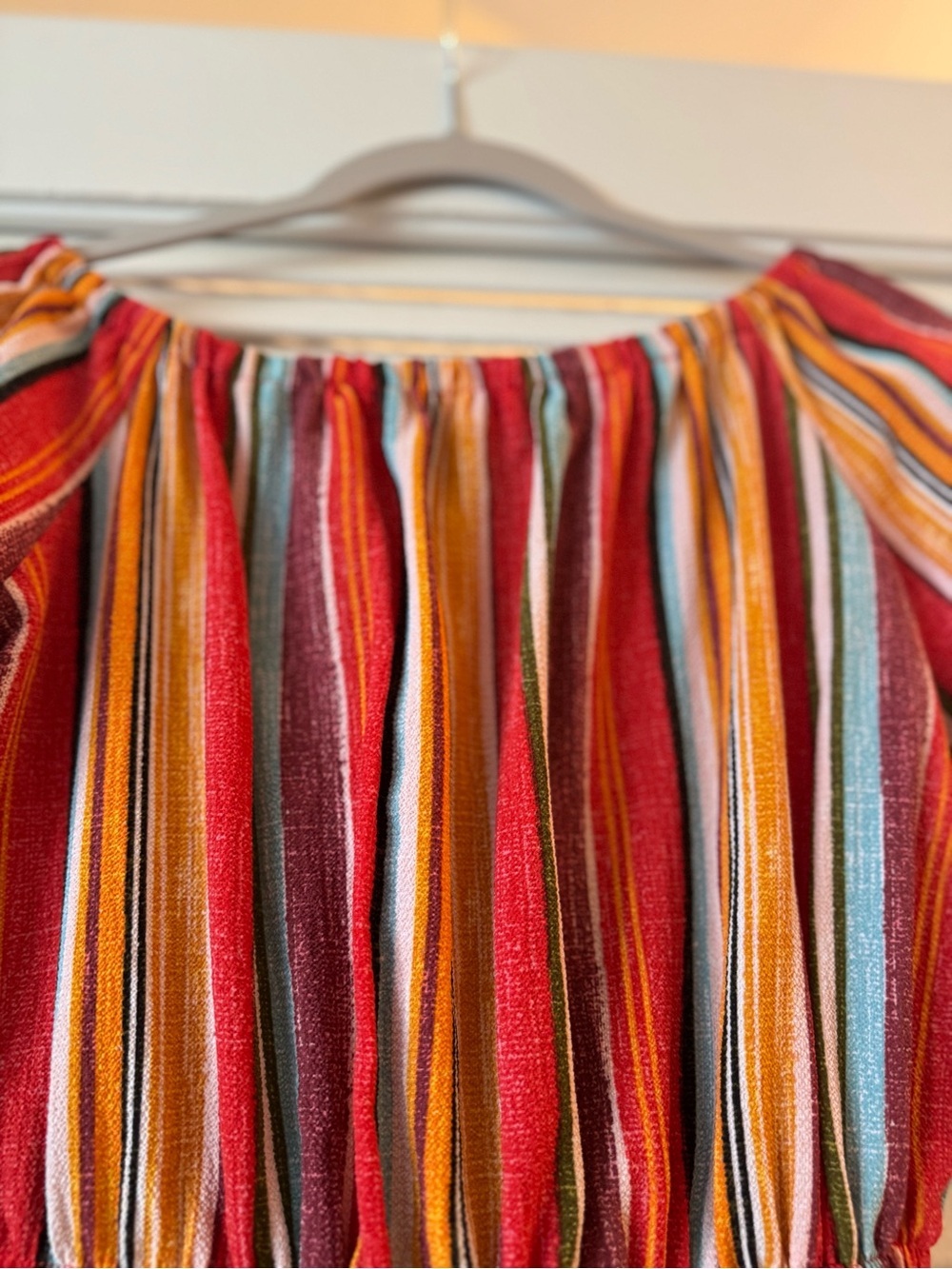 Multi-Color Striped Off-Shoulder Romper - Picture 6 of 6